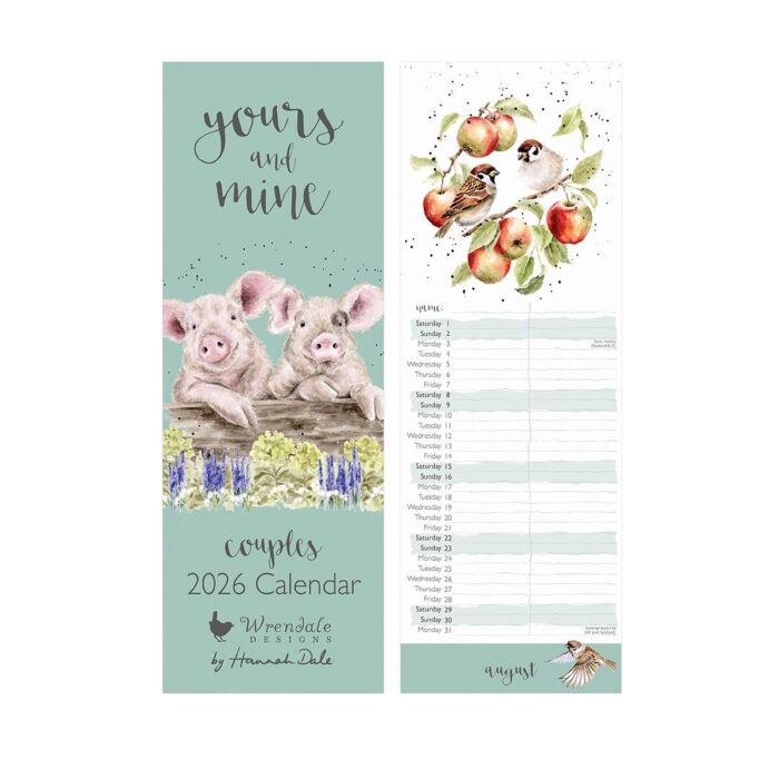 Wrendale Designs Yours and Mine Slim Calendar 2026